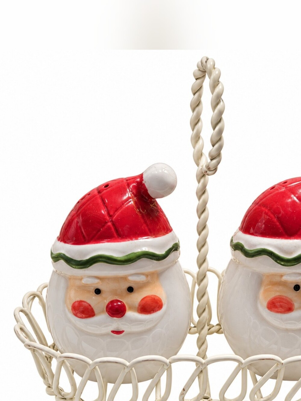 Vintage 2006 Target Home Santa Salt Pepper Shakers Wire Caddy Christmas